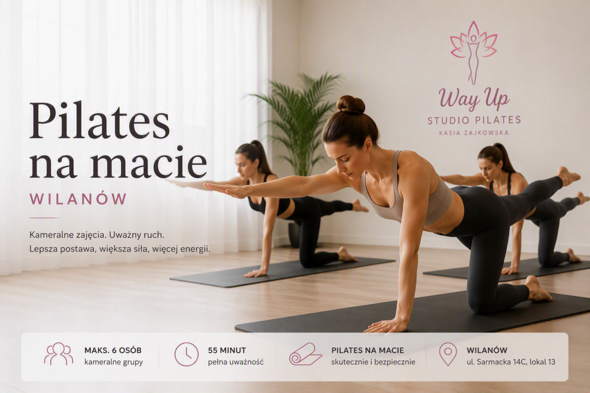 Pilates na macie w Way Up Studio na Wilanowie Pilates mata Warszawa w kameralnym Way Up Studio na Wilanowie